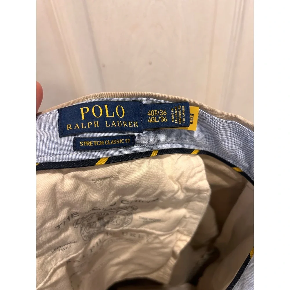Polo Ralph Lauren Mens Stretch Classic Fit Chino‎ Pants Khaki Tan 40 Tall 40T/34